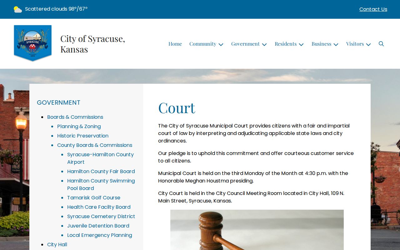 Hamilton County court schedule details for Syracuse Municipal Court