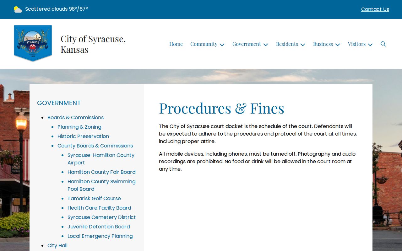 Hamilton County court schedule and Syracuse court procedure